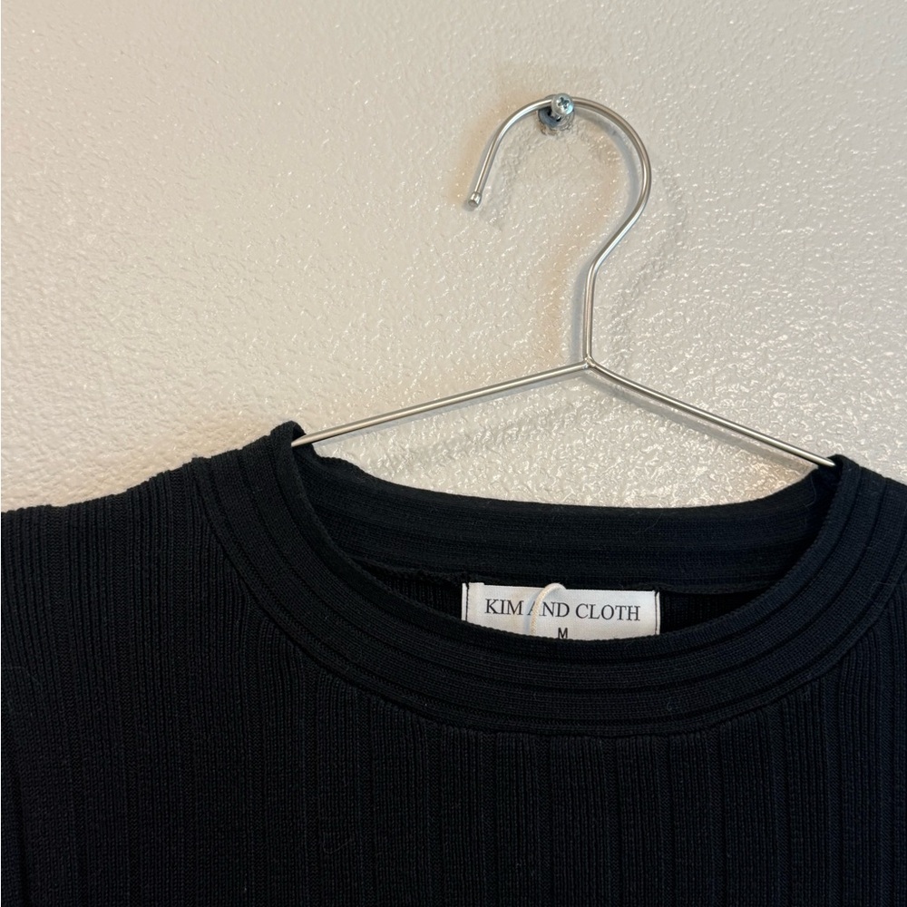 Black Ribbed Long Sleeve Top - Picture 4 of 8